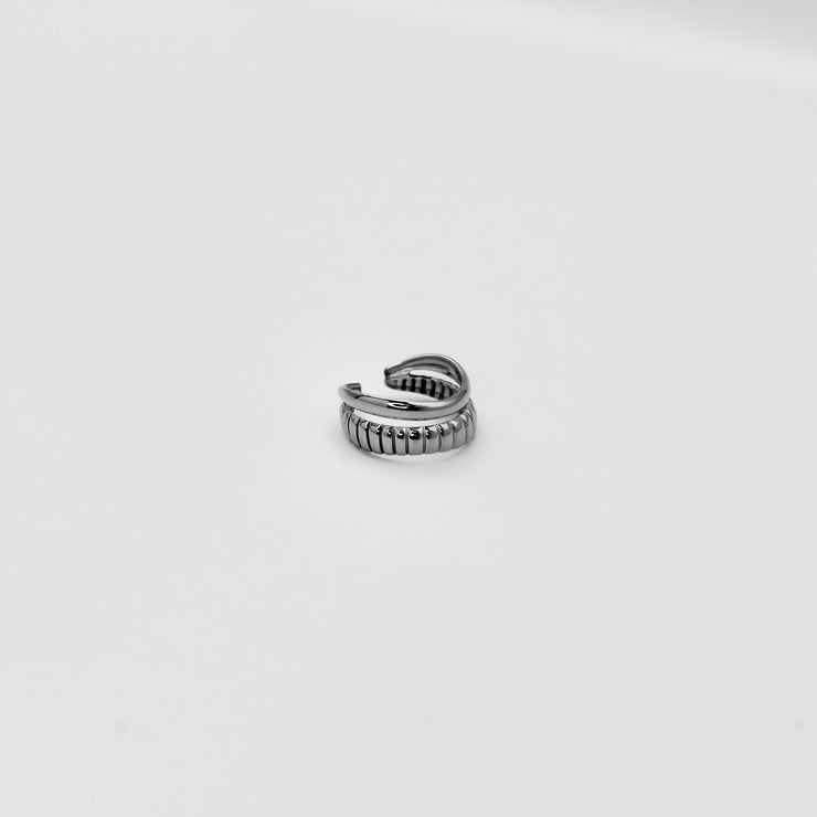 DOUBLE ORGANIC RIB RING ZILVER