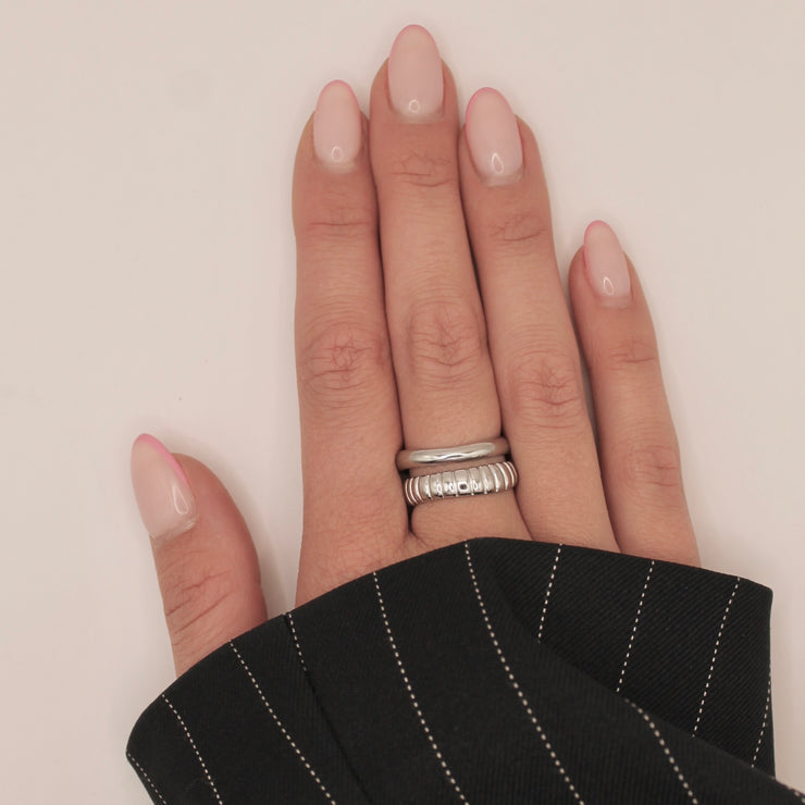 DOUBLE ORGANIC RIB RING ZILVER