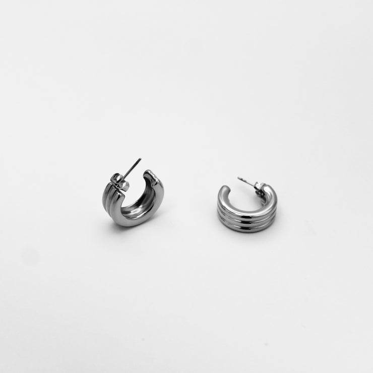 MINI TRIPLE OORBELLEN ZILVER