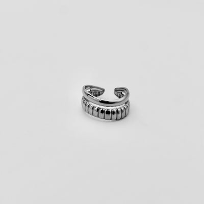 DOUBLE ORGANIC RIB RING ZILVER
