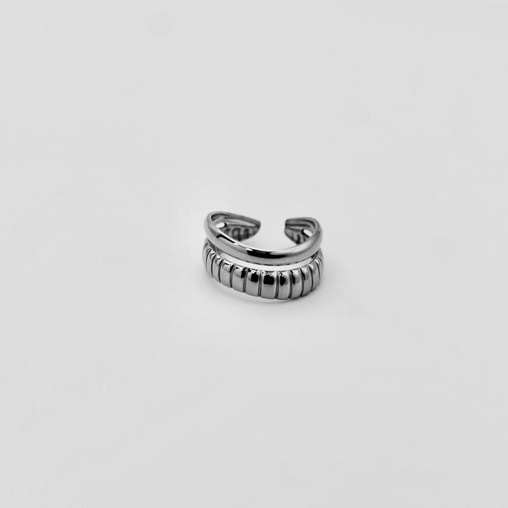 DOUBLE ORGANIC RIB RING ZILVER